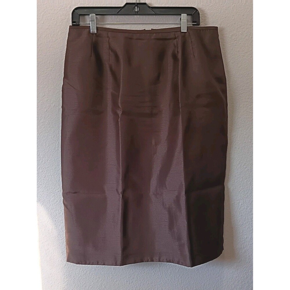 Kasper Midi Pencil Skirt Size 12 Petite Lined Brown